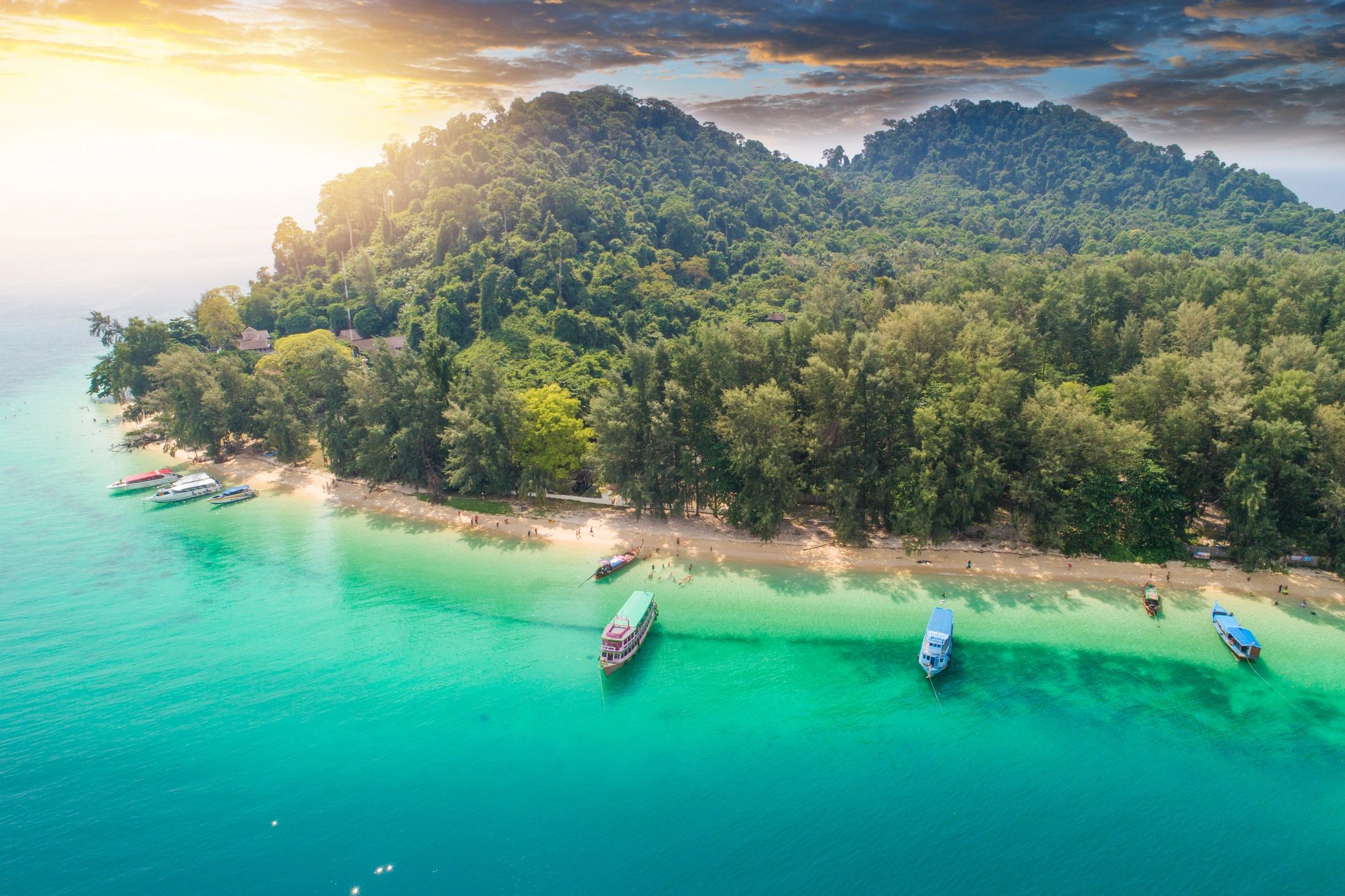 Thailand tropical coastline at sunset