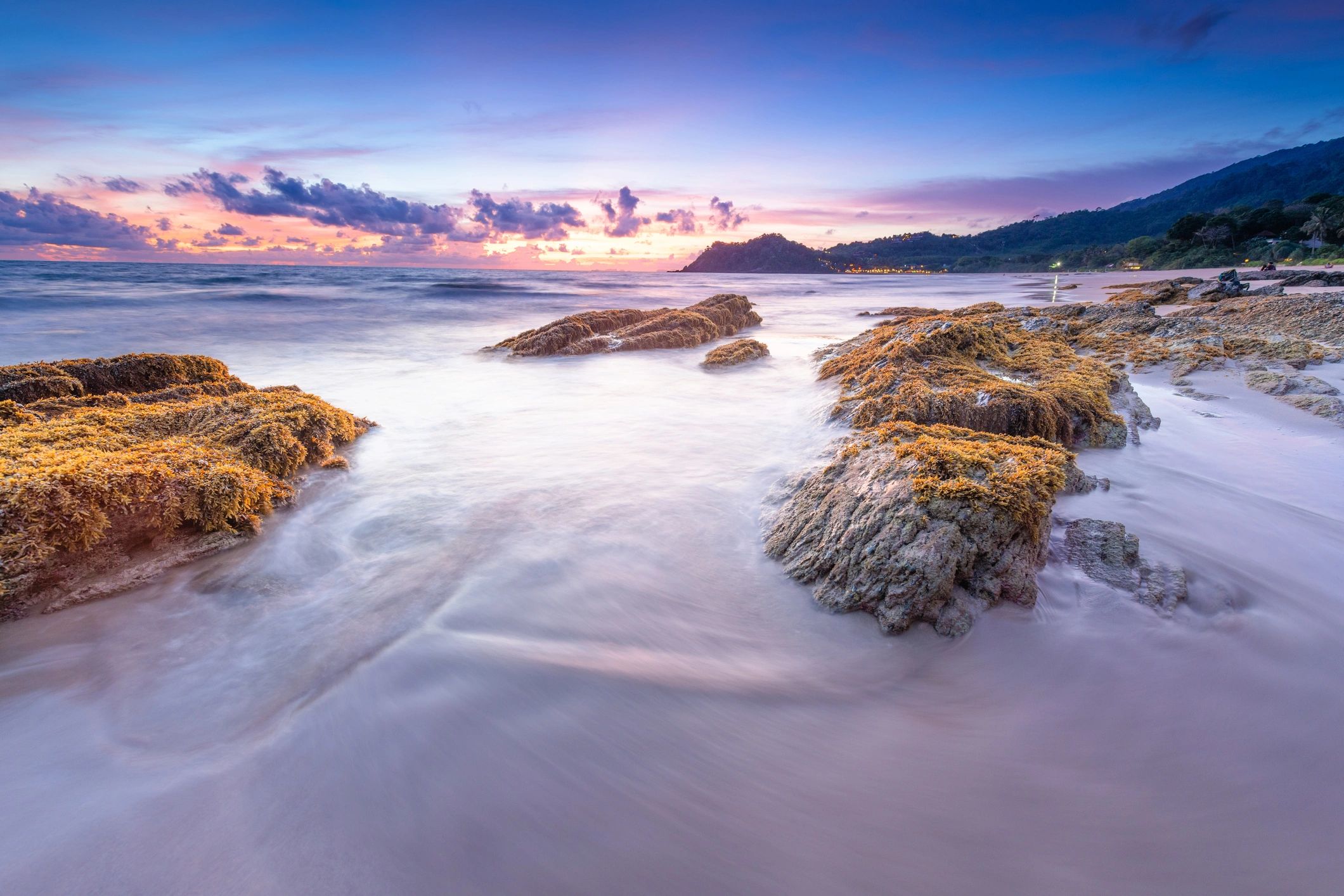 Thailand island beach landscape at sunset