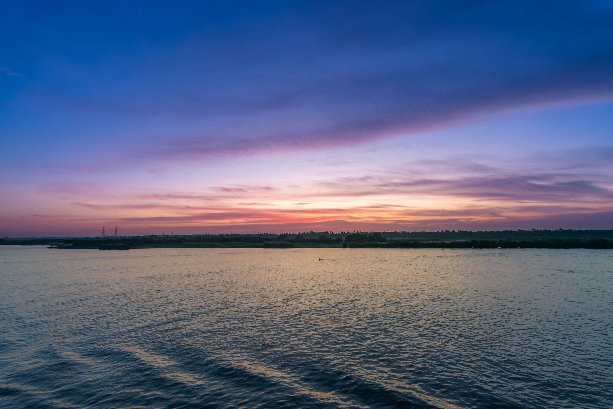 Sunset over the Nile River near Aswan Egypt