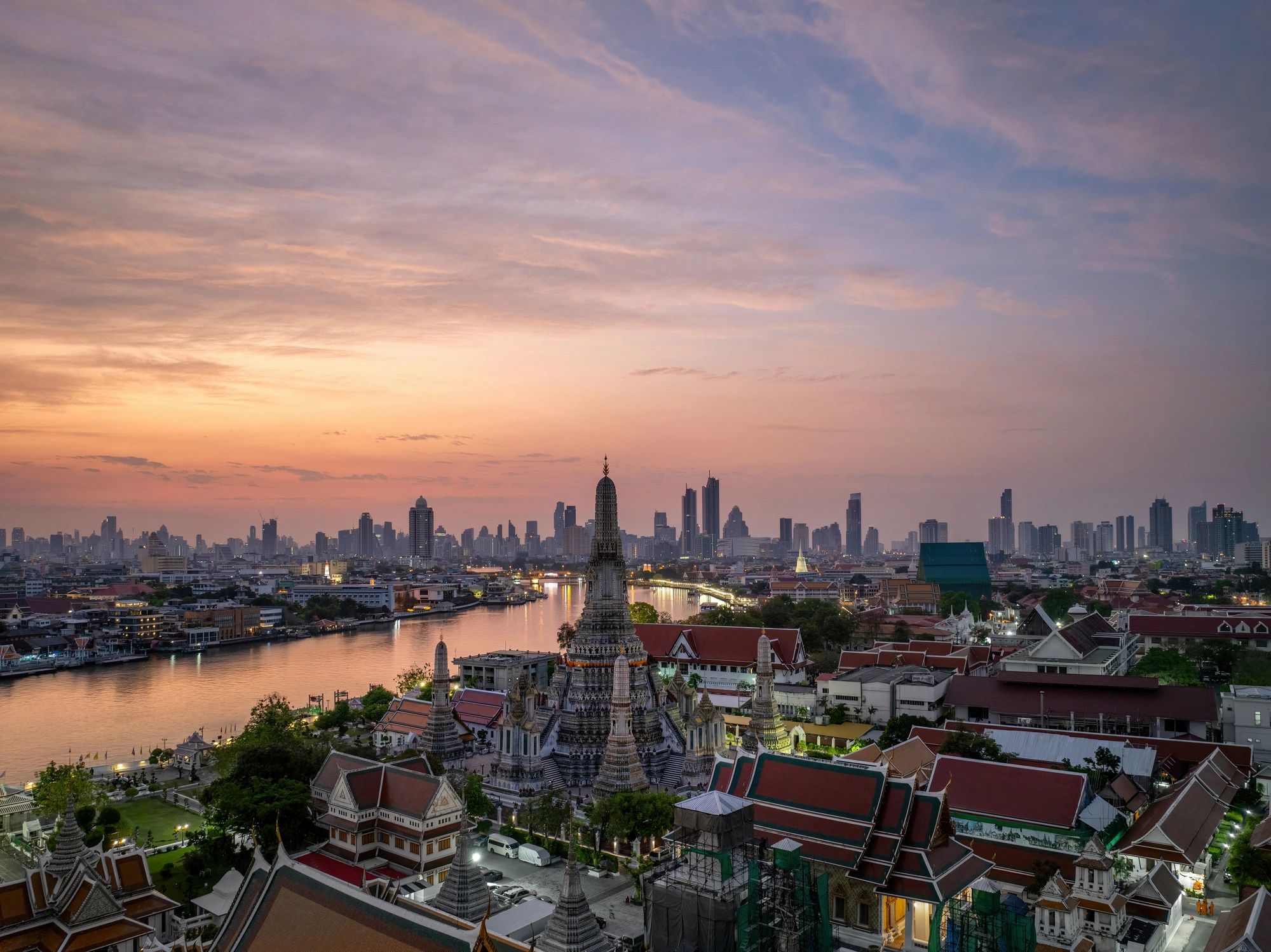 Wat Arun temple at sunset in Bangkok