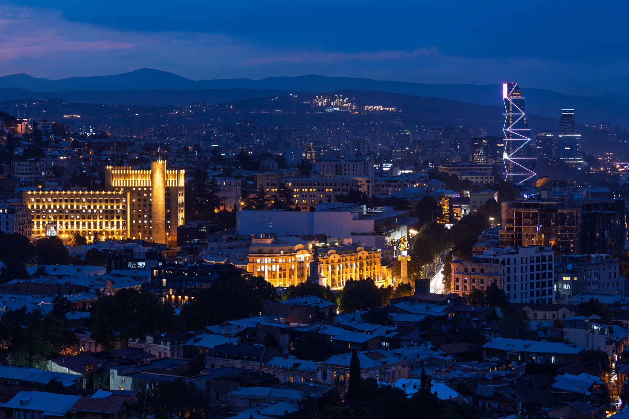 Tbilisi skyline at night