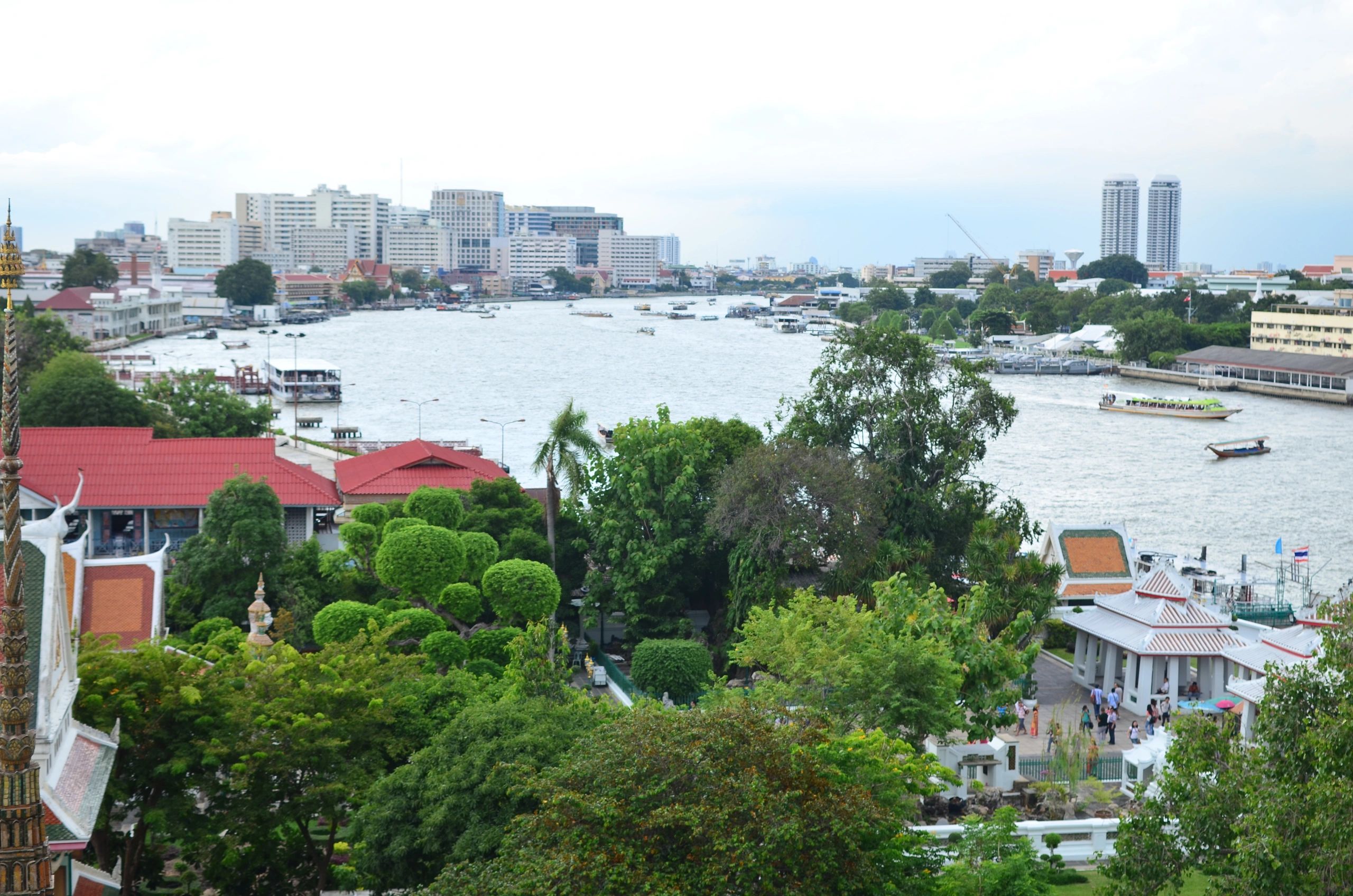 Bangkok river and temple skyline
